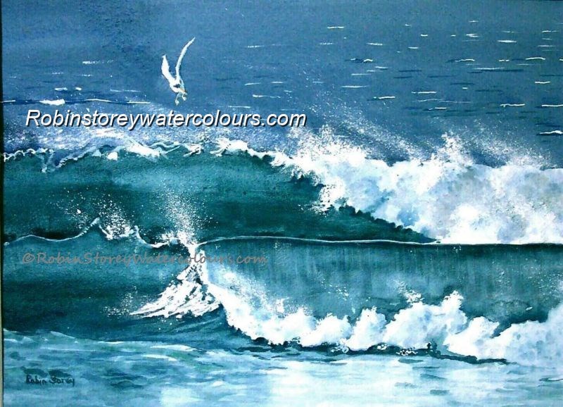 Surf and Sea ,original watercolour by Robin Storey Surf and Sea ,original watercolour by Robin Storey