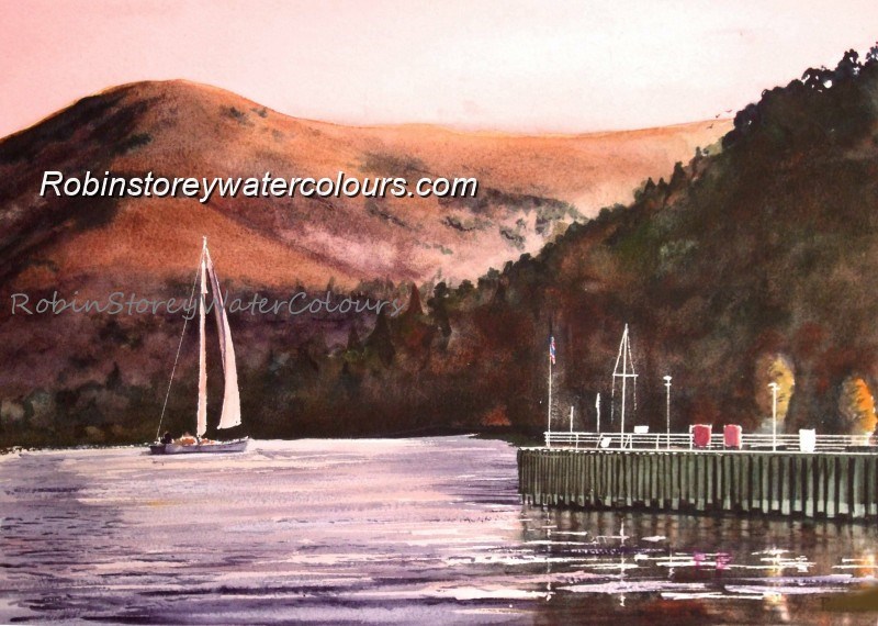 The Pier, Glenridding, Ullswater ,original watercolour by Robin Storey The Pier, Glenridding, Ullswater ,original watercolour by Robin Storey