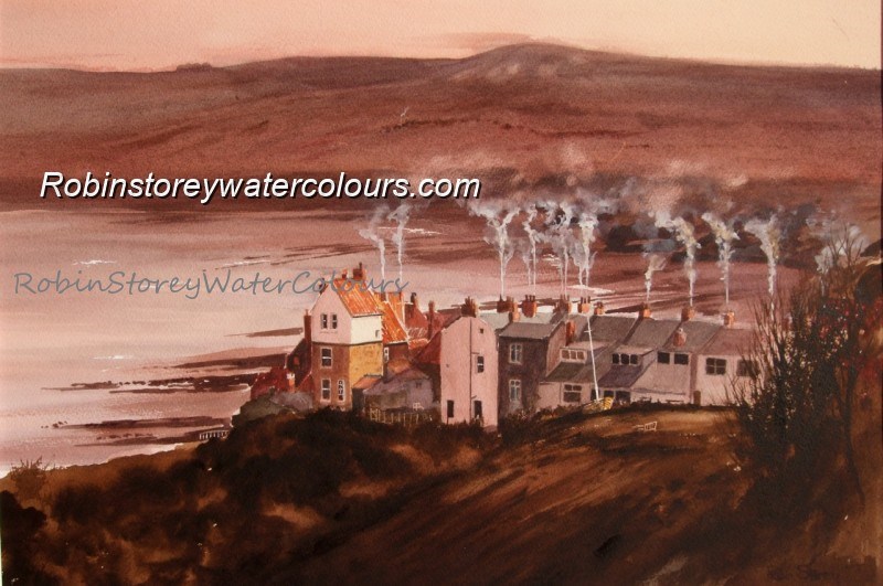 Robin Hoods Bay Evening ,original watercolour by Robin Storey Robin Hoods Bay Evening ,original watercolour by Robin Storey