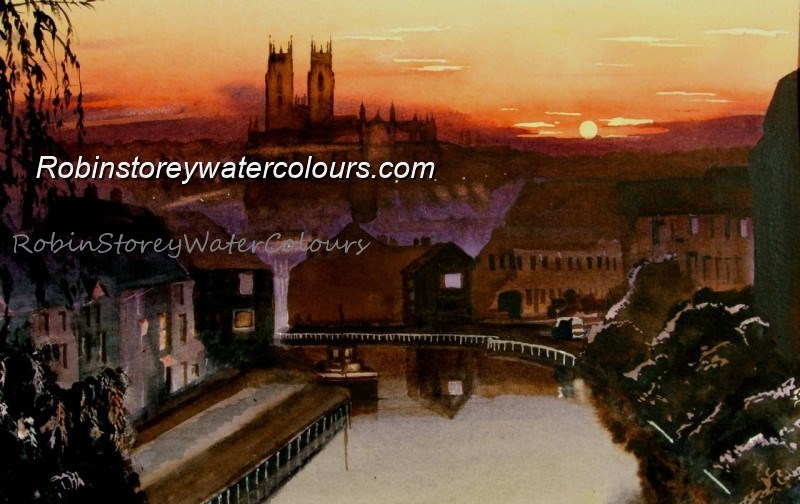 Beverley Beck at sunset ,original watercolour by Robin Storey Beverley Beck at sunset ,original watercolour by Robin Storey