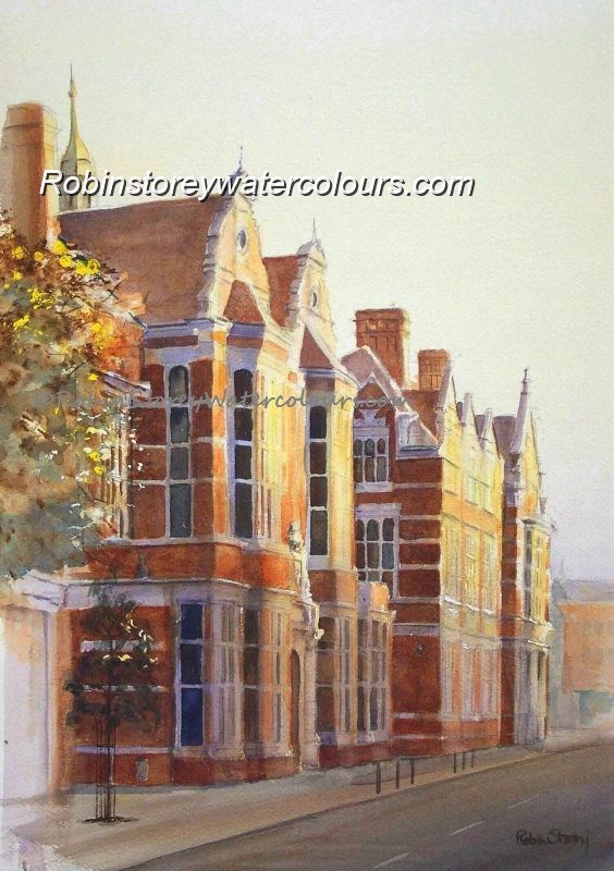 Beverley County Hall ,original watercolour by Robin Storey