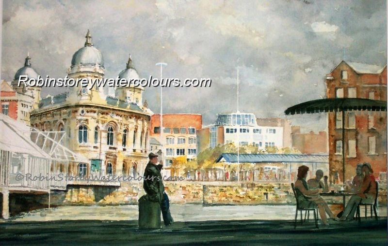 Princes Quay ,original watercolour by Robin Storey Princes Quay ,original watercolour by Robin Storey
