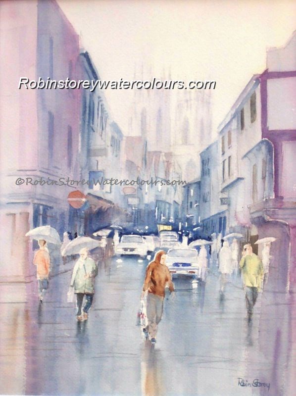 Rainy Petergate ,original watercolour by Robin Storey Rainy Petergate ,original watercolour by Robin Storey