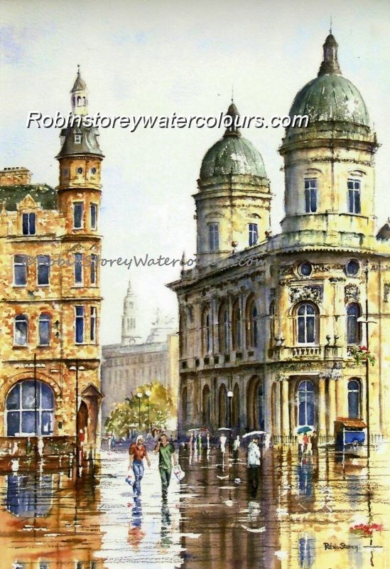 Victoria Square Kingston Upon Hull ,original watercolour by Robin Storey
