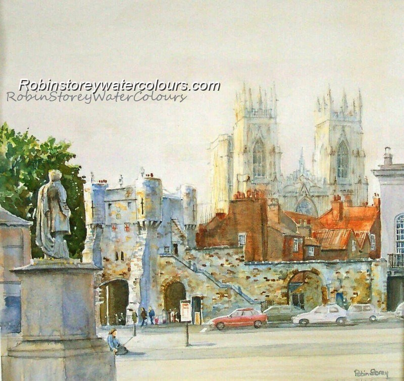 Bootham Bar York ,original watercolour by Robin Storey Bootham Bar York ,original watercolour by Robin Storey