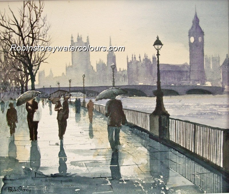 South Bank ,original watercolour by Robin Storey South Bank ,original watercolour by Robin Storey