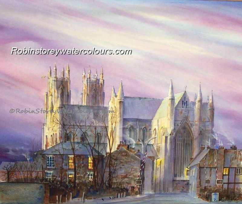 Beverley Minster Early Morning ,original watercolour by Robin Storey Beverley Minster Early Morning ,original watercolour by Robin Storey