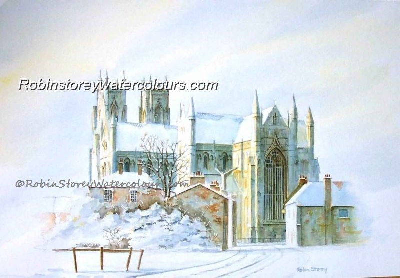 Beverley Minister from Flemingate ,original watercolour by Robin Storey
