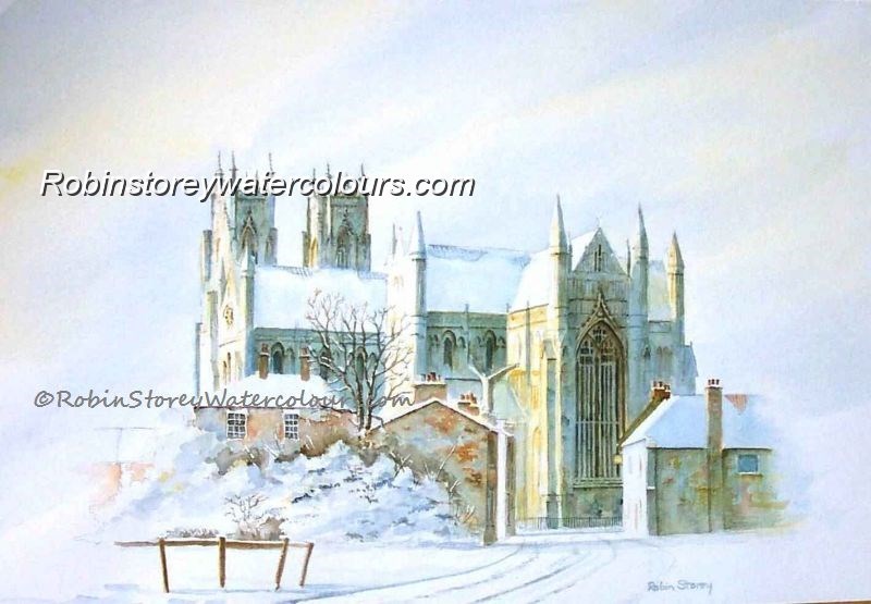 Beverley Minister from Flemingate ,original watercolour by Robin Storey Beverley Minister from Flemingate ,original watercolour by Robin Storey