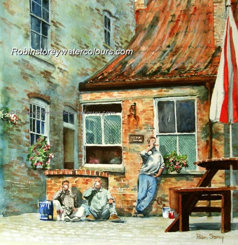 Lunch Time Worker s (at Nellie's) ,original watercolour by Robin Storey Lunch Time Worker s (at Nellie's) ,original watercolour by Robin Storey