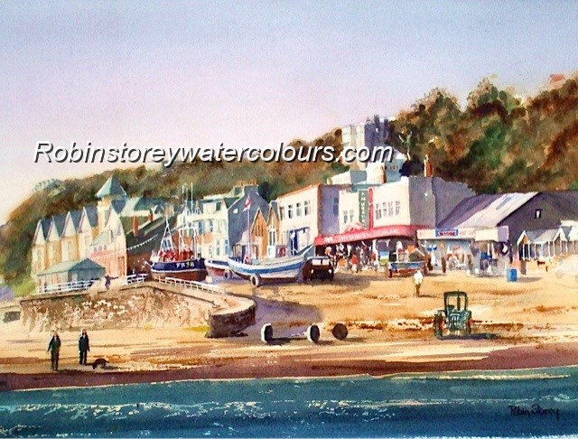 Filey Coble Landing ,original watercolour by Robin Storey Filey Coble Landing ,original watercolour by Robin Storey
