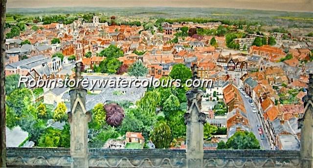 Beverley from Minster roof top ,original watercolour by Robin Storey Beverley from Minster roof top ,original watercolour by Robin Storey