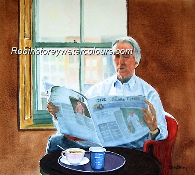 Morning coffee ,original watercolour by Robin Storey Morning coffee ,original watercolour by Robin Storey